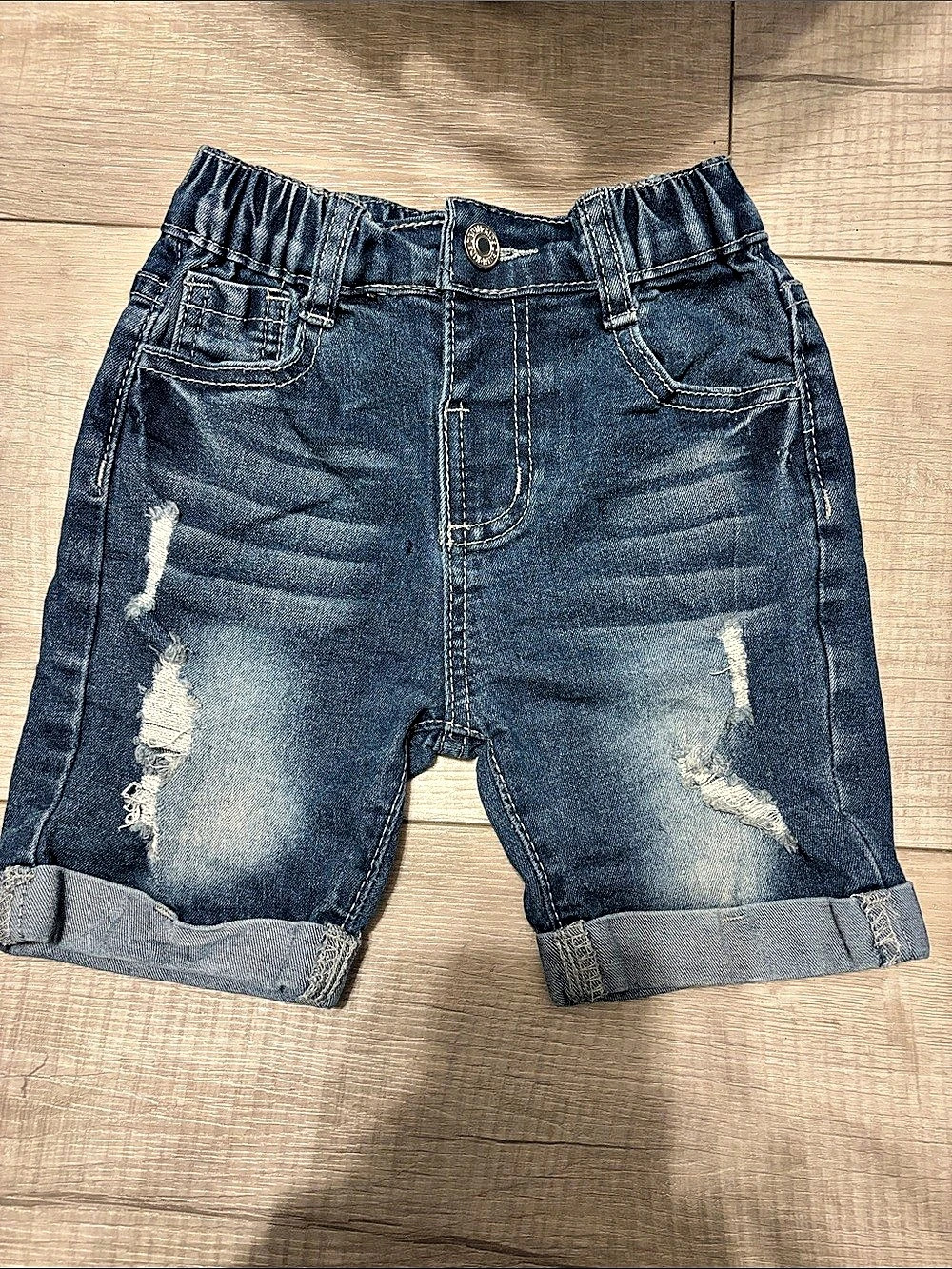 SHEIN Distressed Denim Shorts Girl 5Y Blue
